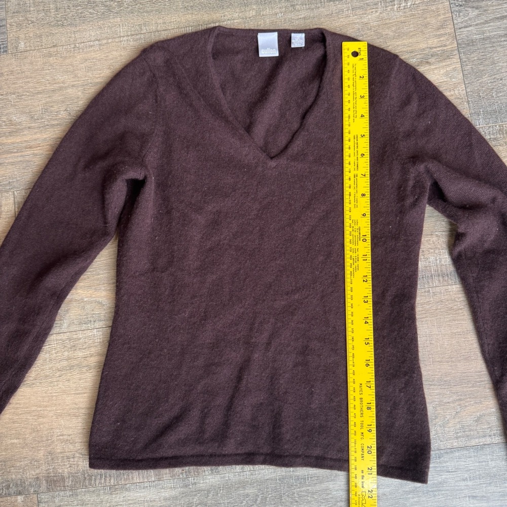 Cullen Womens 100% Cashmere V-Neck Sweater Brown Long Sleeve Size Small - Picture 4 of 5